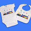 New Baby "All Aboard Baby Train" Creeper and Bib Gift Set C06130